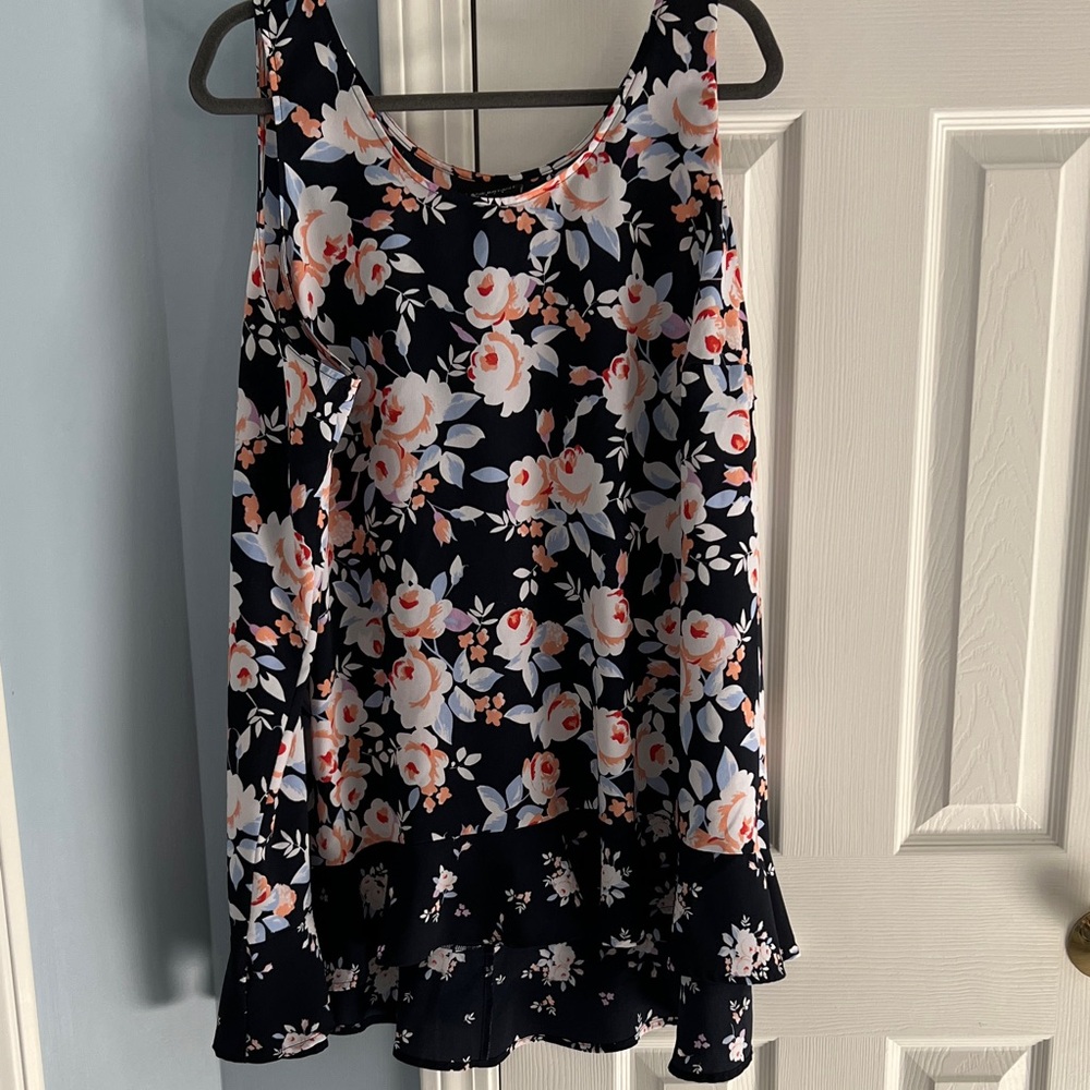 Lane Bryant Navy and Pink Floral Top
